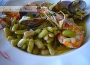 Verdinas con almejas y gambones